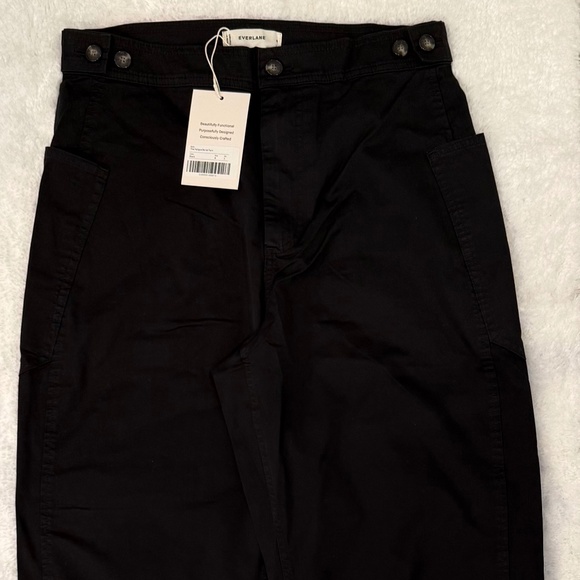 Everlane The Fatigue Barrel Pant Black Organic Cotton Linen Blend Womens 8 NWT - Picture 4 of 4